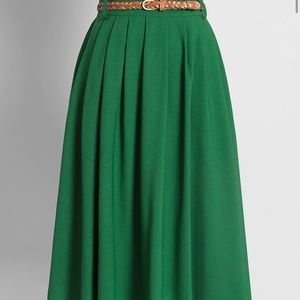 Modcloth Breathtaking Tiger Lilies Midi Skirt - green - XL